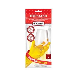 Перчатки KOMFI с х/б напылением для деликатной уборки L
